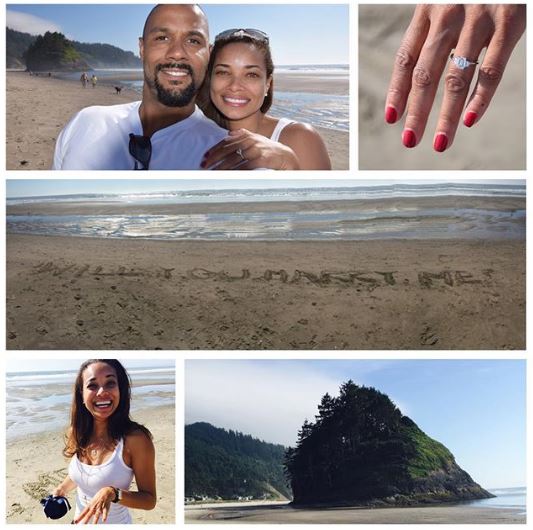 Rochelle Aytes Engagement Day Picture With her fiancé CJ Lindsey.