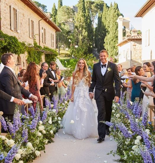 Wedding day photo of Caroline Wozniacki with her husband David Lee.