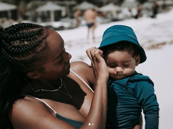 aja-naomi-king-with-her-son-kian Aja Naomi King with her son Kian