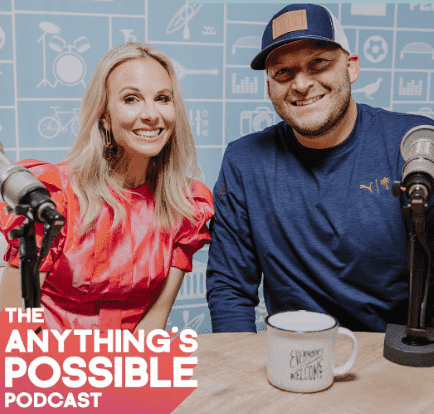 elizabeth-with-husband Elizabeth with her husband Tim Hasselbeck on the anything is possible podcast