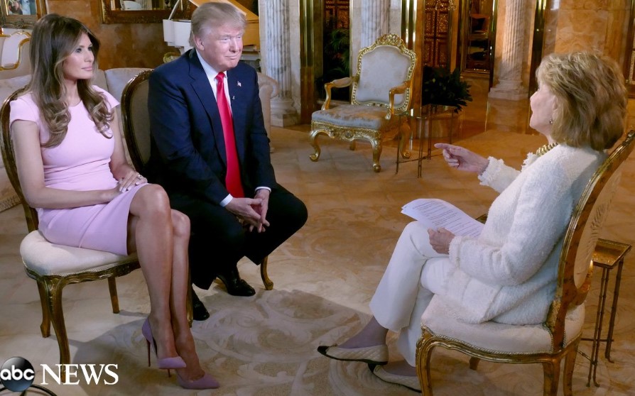 Barbara Walters interviewing Former US president Donald Trump and his wife Melania