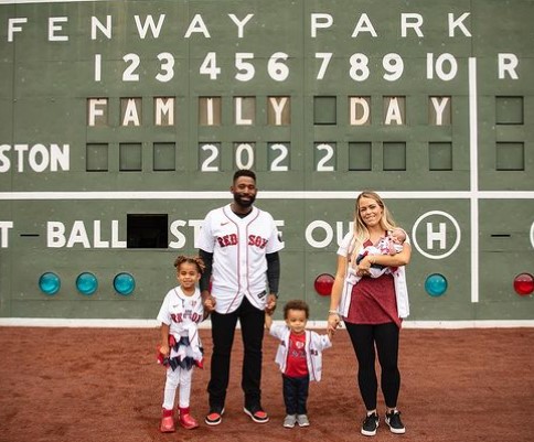 jackie-bradley-jr-with-his-wife-and-childrens-at-fenway-park Jackie Bradley Jr with his wife and children at Fenway Park