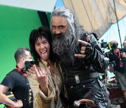 Vico Ortiz with Taika Waititi at post-shoot of Our Flag Means Death