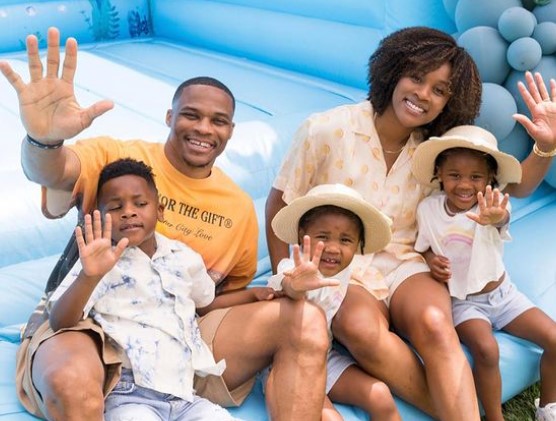 russell-westbrook-family Russell Westbrook with his kids and wife