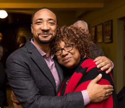 Damon Gupton with his mother