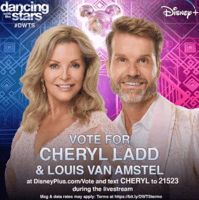 cheryl -ladd Cheryl Ladd is competing in Dancing with the star show with her partner Louis Van Amstel.