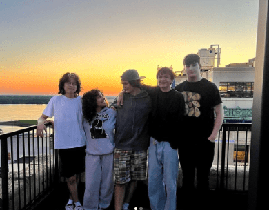 Parijita Bastola with her band members including Jack Slote, Jesse Kegley, Bennett Terhunt, and Dylan Hood