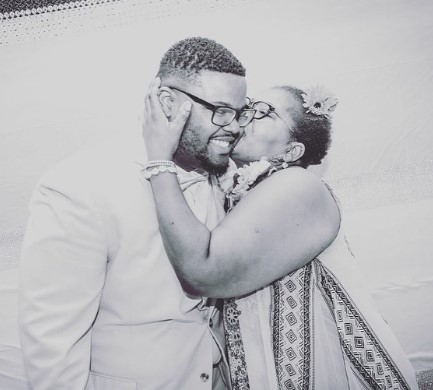 Justin Aaron with his mother