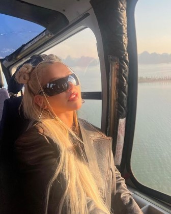Christina Aguilera celebrating her birthday with a Helicopter Ride