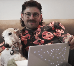 julien-solomita-with-his-dog Julien Solomita with his dog