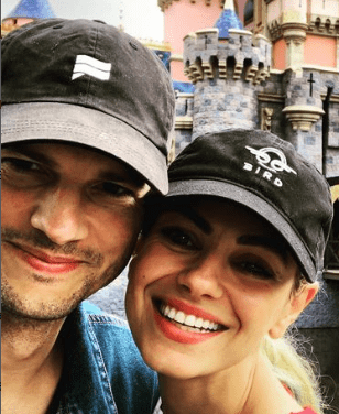 Ashton Kutcher with his wife Mila Kunis