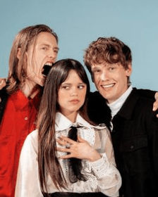 Percy Hynes White with Jenna Ortega and Hunter Doohan