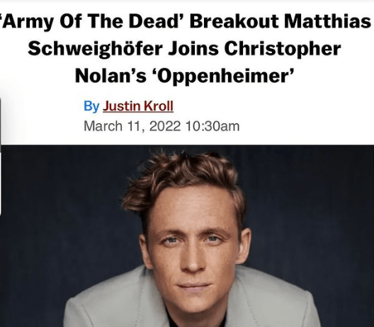 Matthias Schweighofer to appear in the movie Oppenheimer 