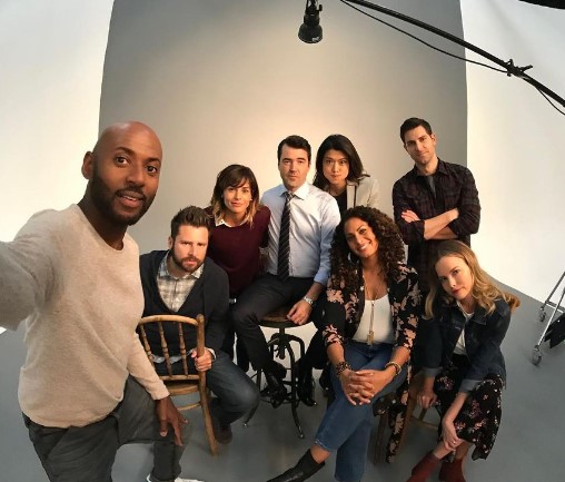 Stephanie Szostak with the cast of A Million Little Things