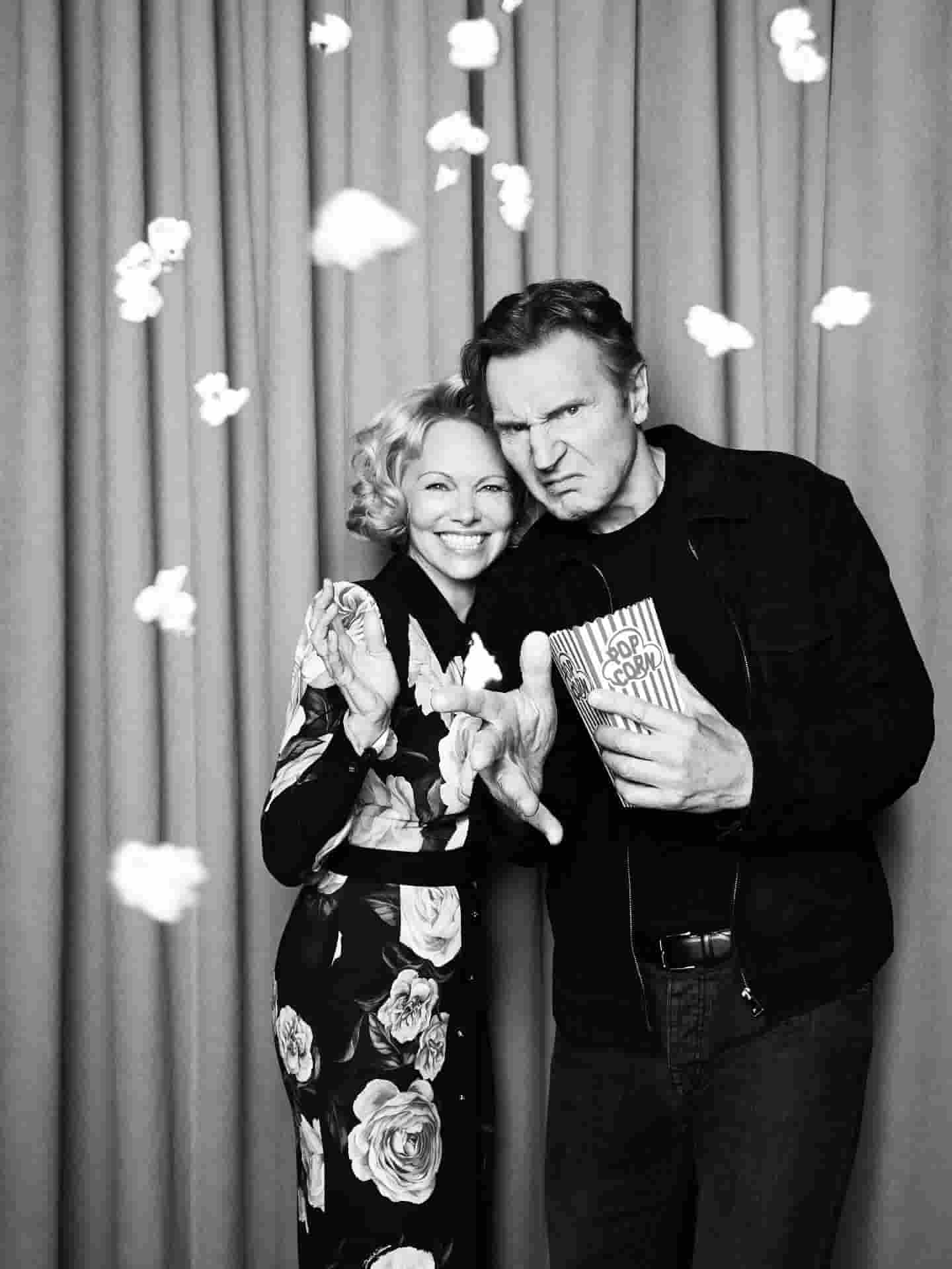 Liam Neeson and his girlfriend, Pamela Anderson who is also his co-star of The Naked Gun.