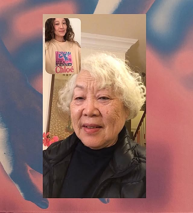 A screenshot of a video call between Havana Rose Liu and her grandmother.