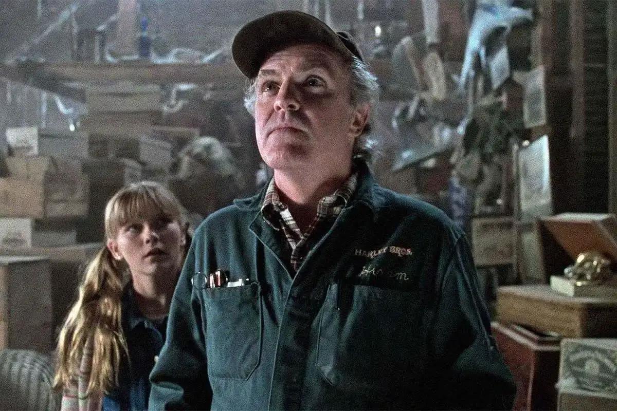 Actor James Handy, wearing a mechanic