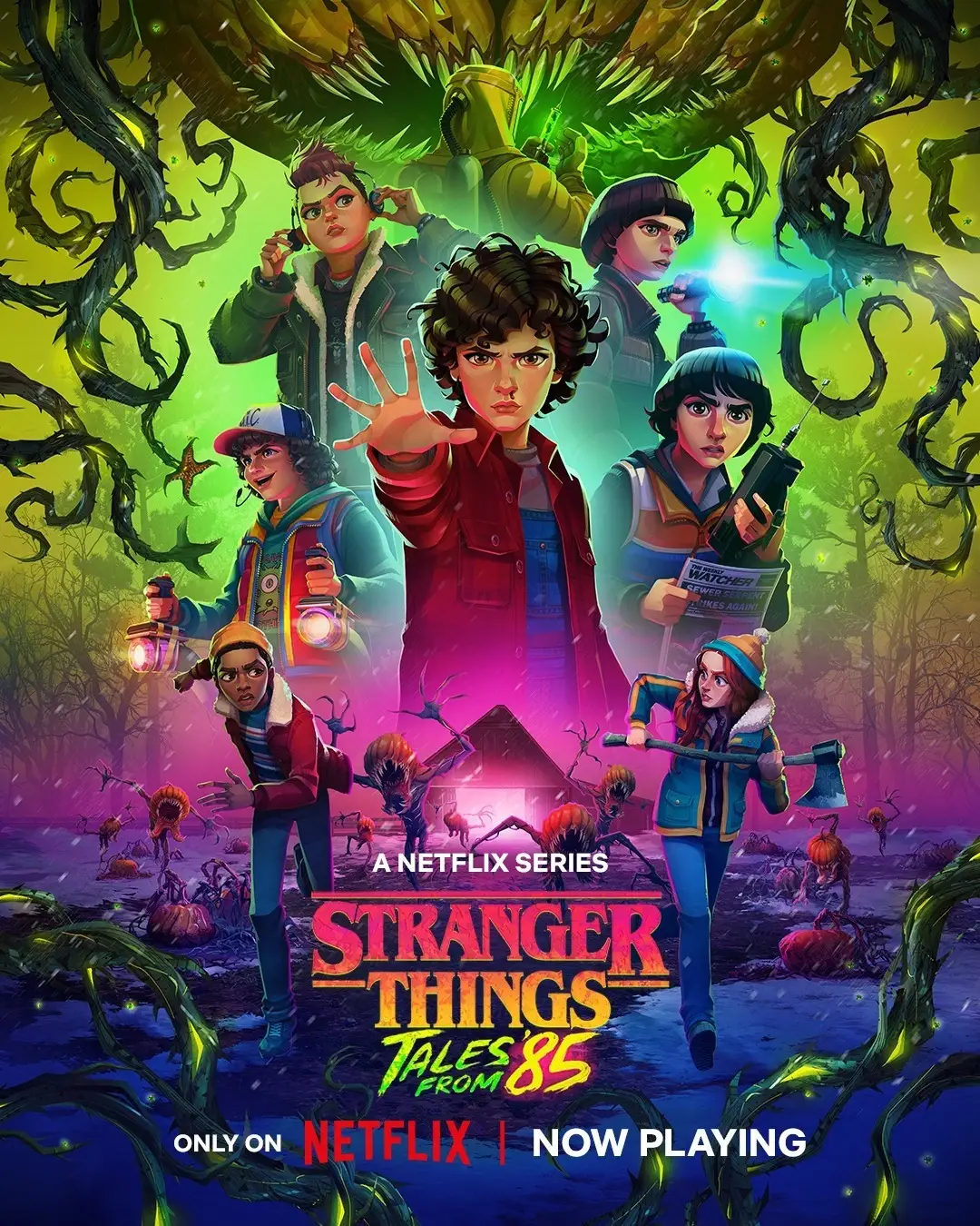 An animated promotional poster for "Stranger Things: Tales From 