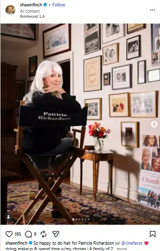Patricia Richardson sitting in a personalized director