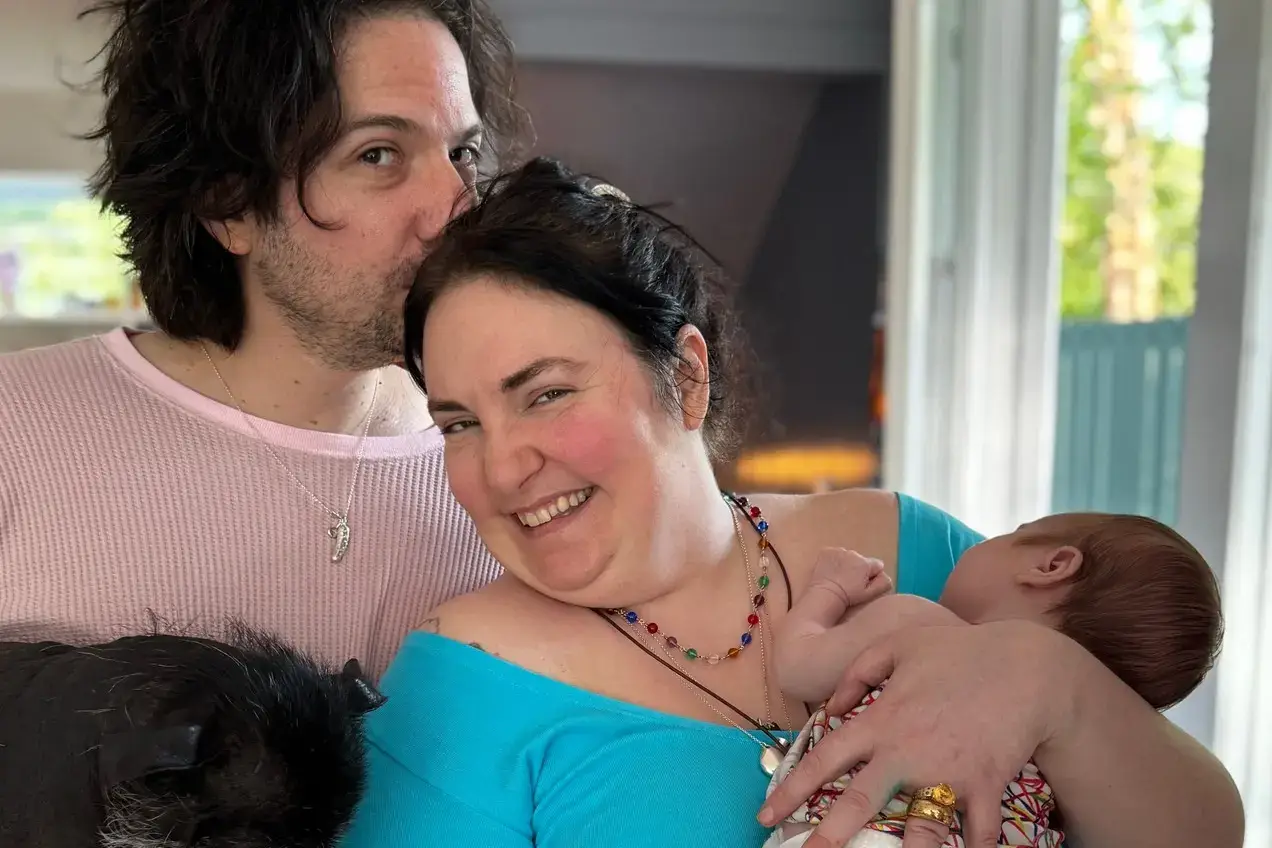Lena Dunham and her husband Luis Felber with their new baby.️