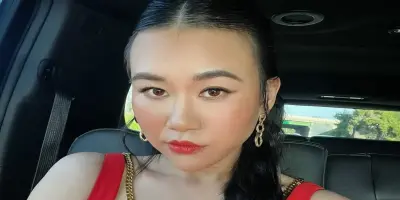 Selfie of actress Ramona Young in a car