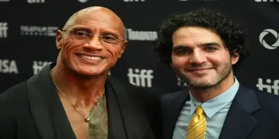 Benny Safdie and Dwayne Johnson